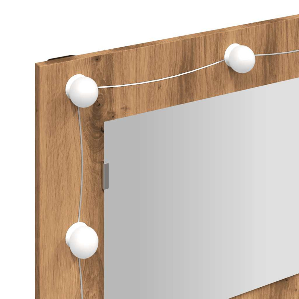 Produktbild för Spegelskåp med LED hantverksmässig ek 90x31,5x62 cm