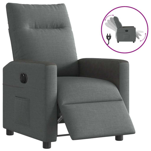 vidaXL Elektrisk reclinerfåtölj mörkgrå tyg