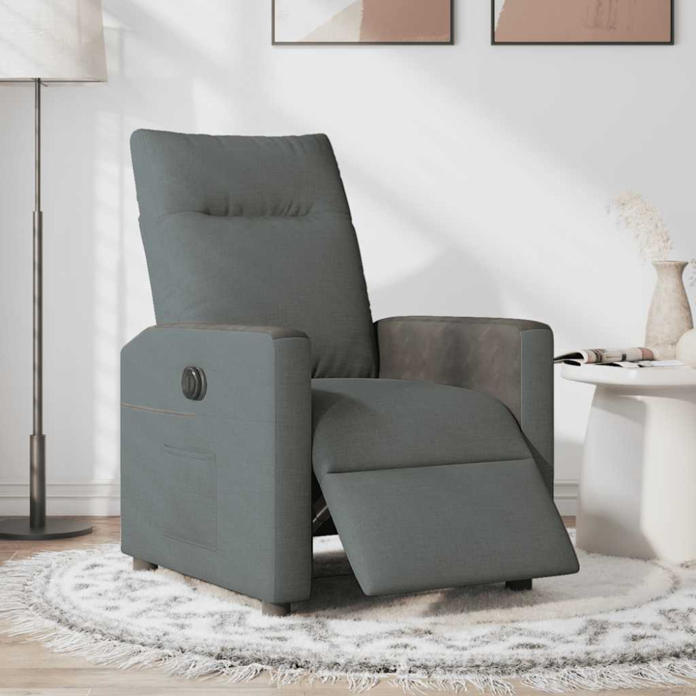 Produktbild för Elektrisk reclinerfåtölj mörkgrå tyg