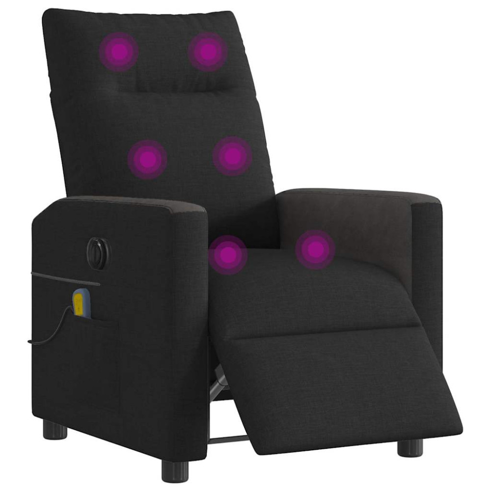 Produktbild för Elektrisk massagefåtölj med uppresningshjälp svart tyg