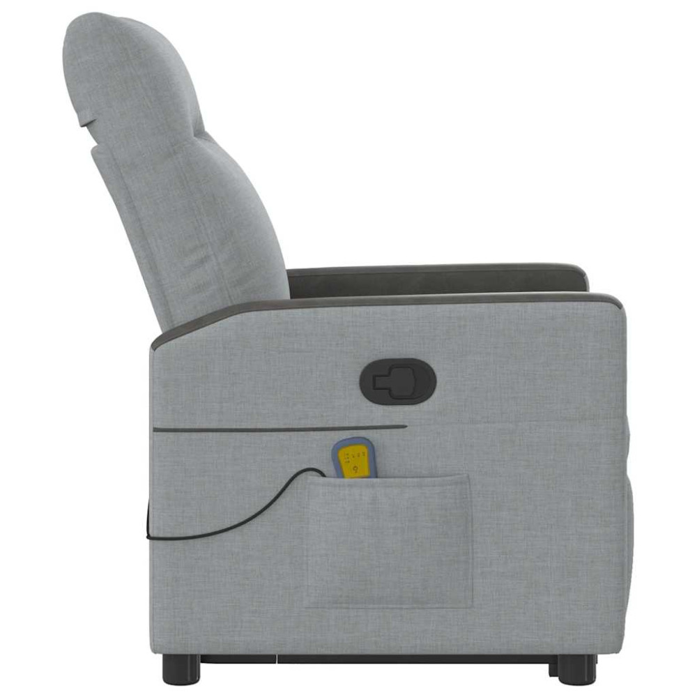 Produktbild för Massagefåtölj med uppresningshjälp ljusgrå tyg