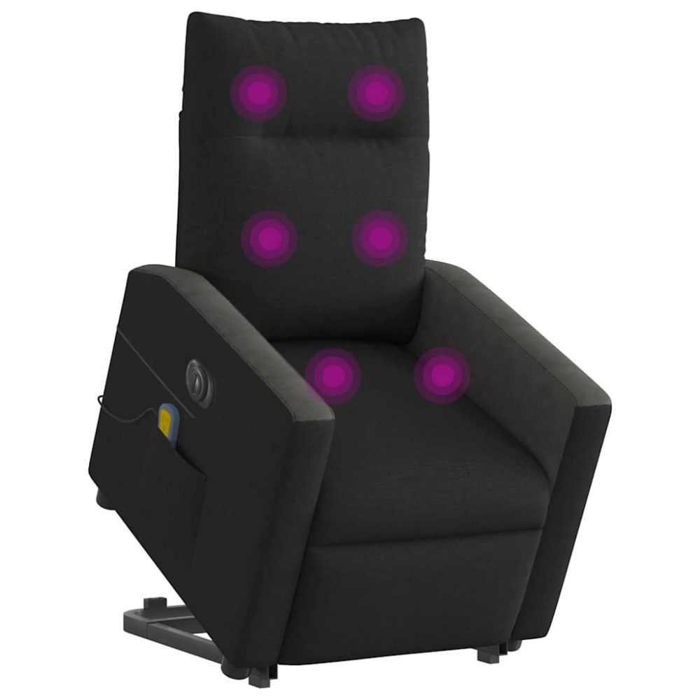 Produktbild för Elektrisk massagefåtölj med uppresningshjälp svart tyg