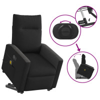 Produktbild för Elektrisk massagefåtölj med uppresningshjälp svart tyg