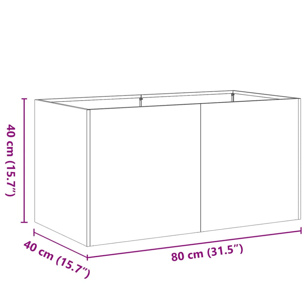 Produktbild för Odlingslåda svart 80x40x40 cm kallvalsat stål