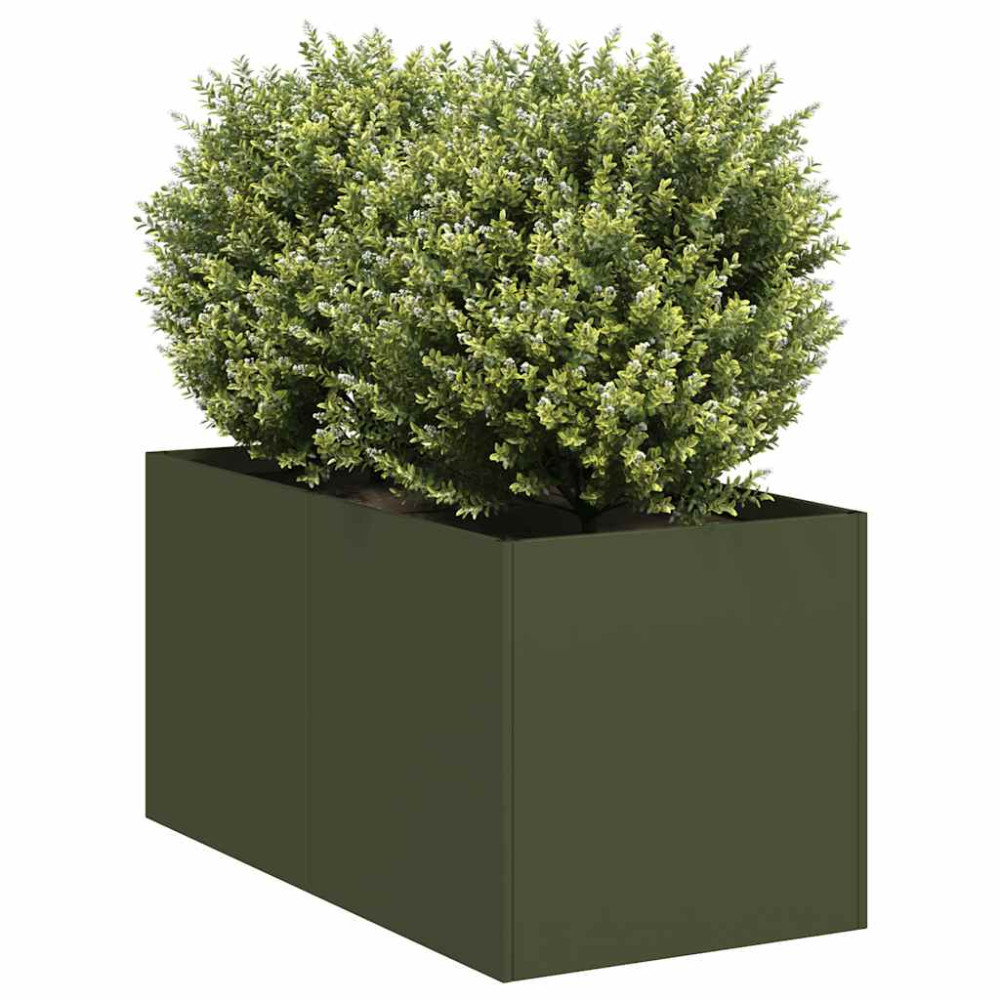 Produktbild för Planteringskärl olivgrön 40x80x40 cm kallvalsat stål