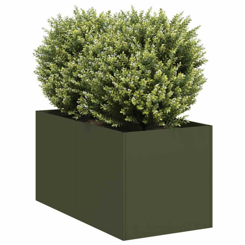 vidaXL Planteringskärl olivgrön 40x80x40 cm kallvalsat stål