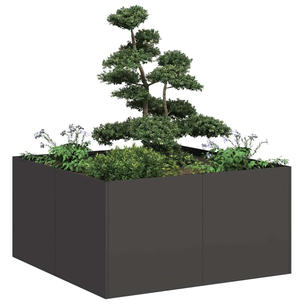 Produktbild för Planteringskärl svart 80x80x40 cm kallvalsat stål