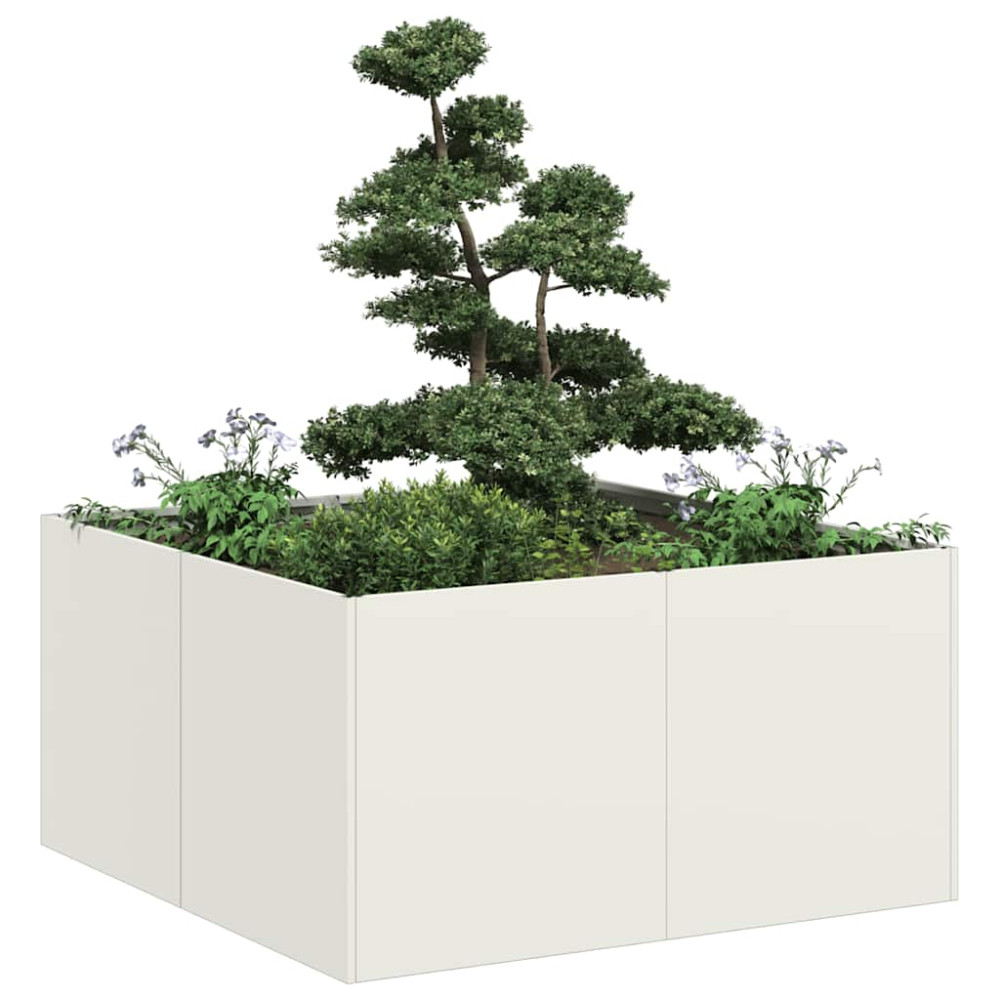 Produktbild för Planteringskärl vit 80x80x40 cm kallvalsat stål