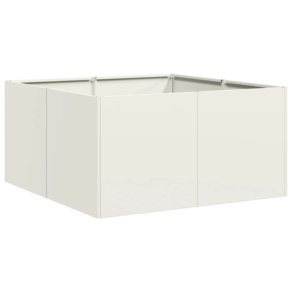 Produktbild för Planteringskärl vit 80x80x40 cm kallvalsat stål