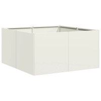 Produktbild för Planteringskärl vit 80x80x40 cm kallvalsat stål