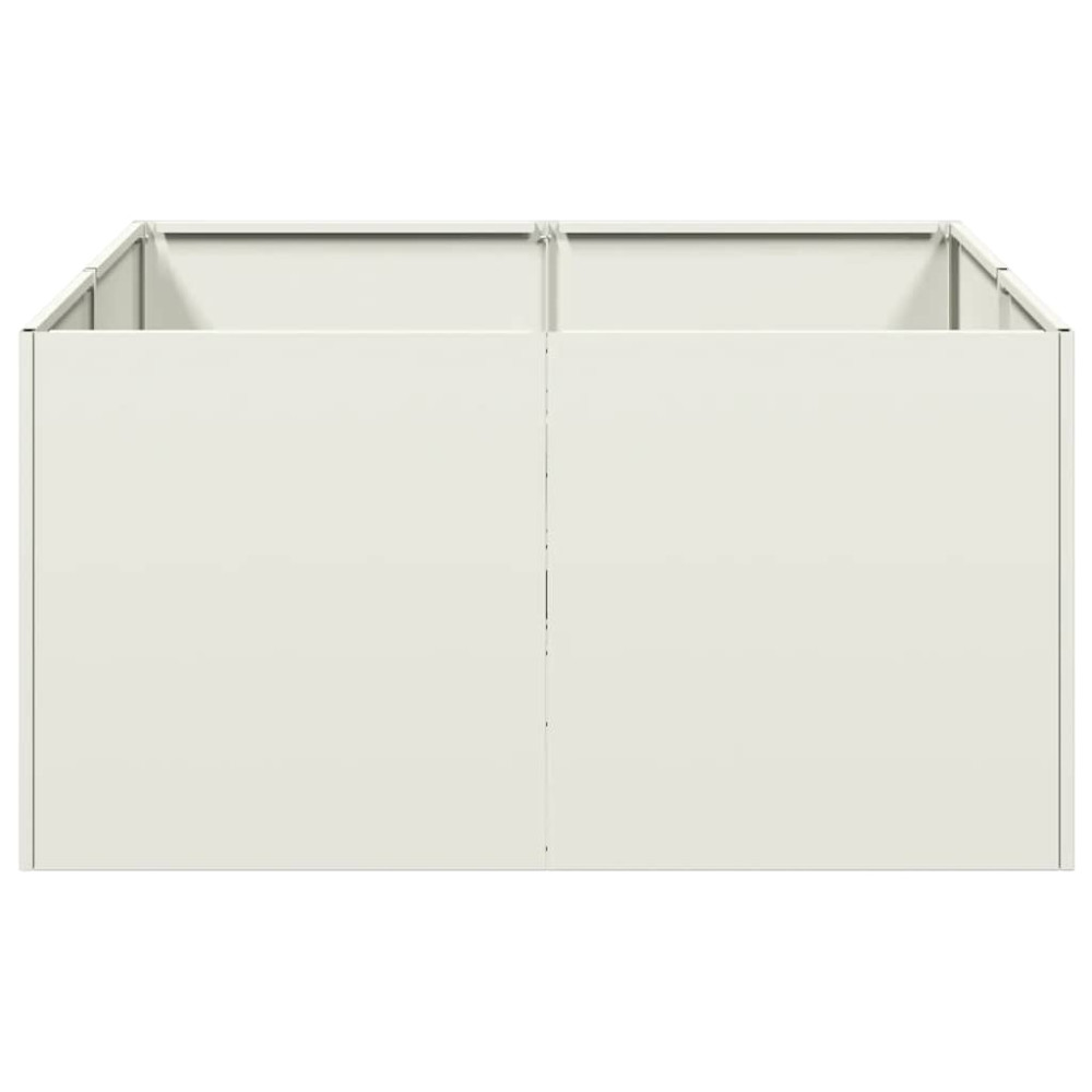 Produktbild för Planteringskärl vit 80x80x40 cm kallvalsat stål