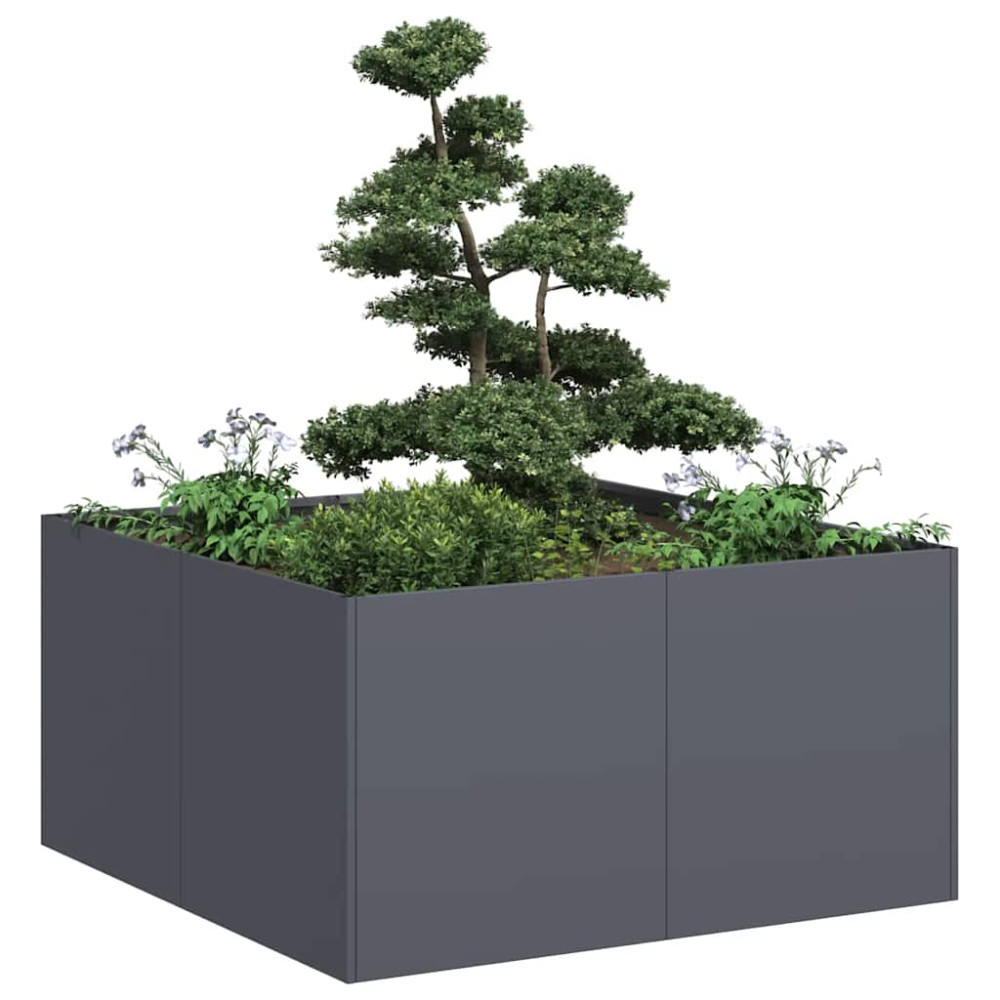 Produktbild för Planteringskärl antracit 80x80x40 cm kallvalsat stål