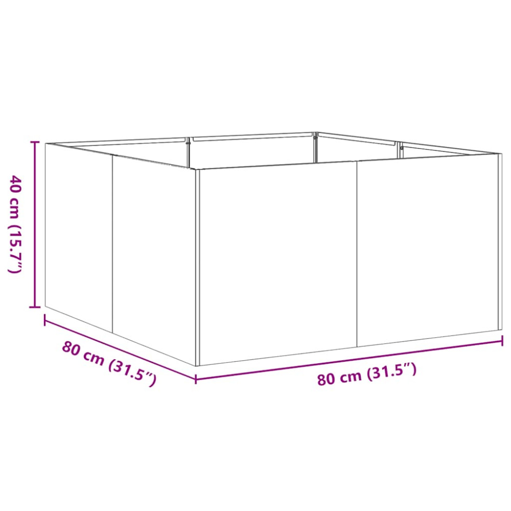 Produktbild för Planteringskärl antracit 80x80x40 cm kallvalsat stål