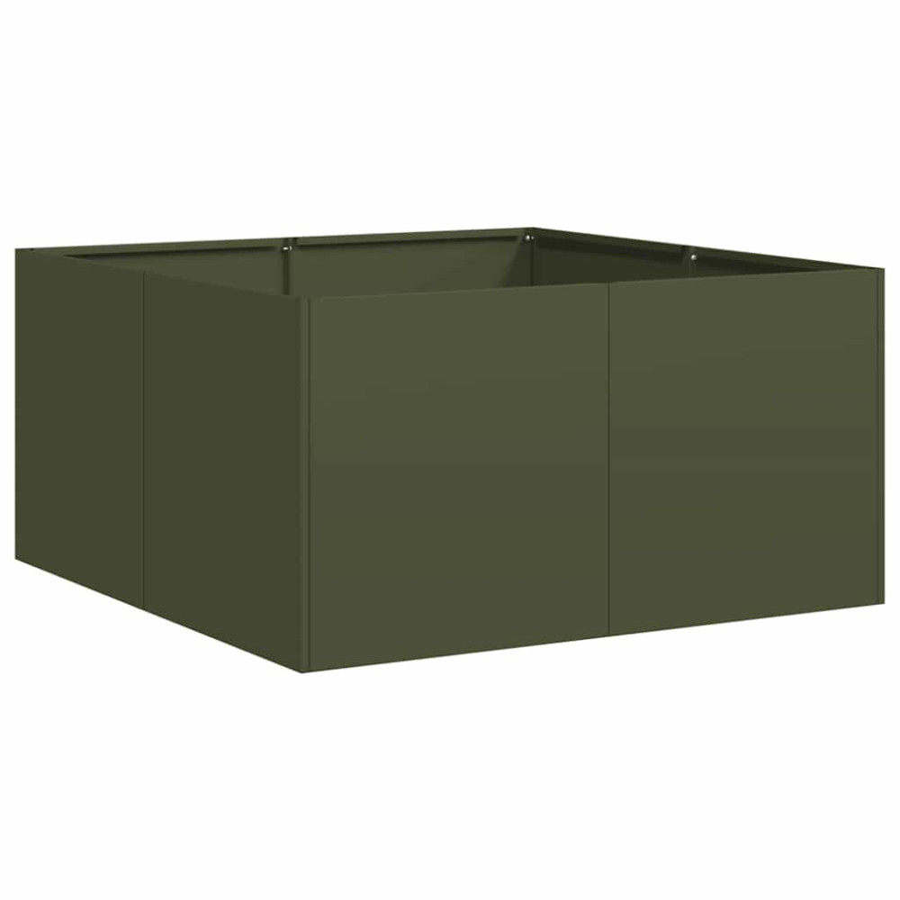 Produktbild för Planteringskärl olivgrön 80x80x40 cm kallvalsat stål