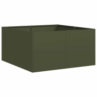 Produktbild för Planteringskärl olivgrön 80x80x40 cm kallvalsat stål