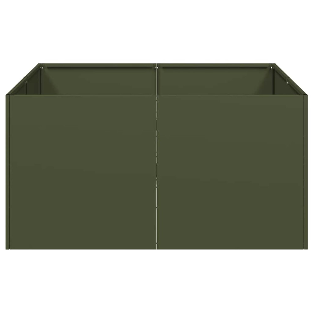Produktbild för Planteringskärl olivgrön 80x80x40 cm kallvalsat stål
