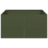 Produktbild för Planteringskärl olivgrön 80x80x40 cm kallvalsat stål