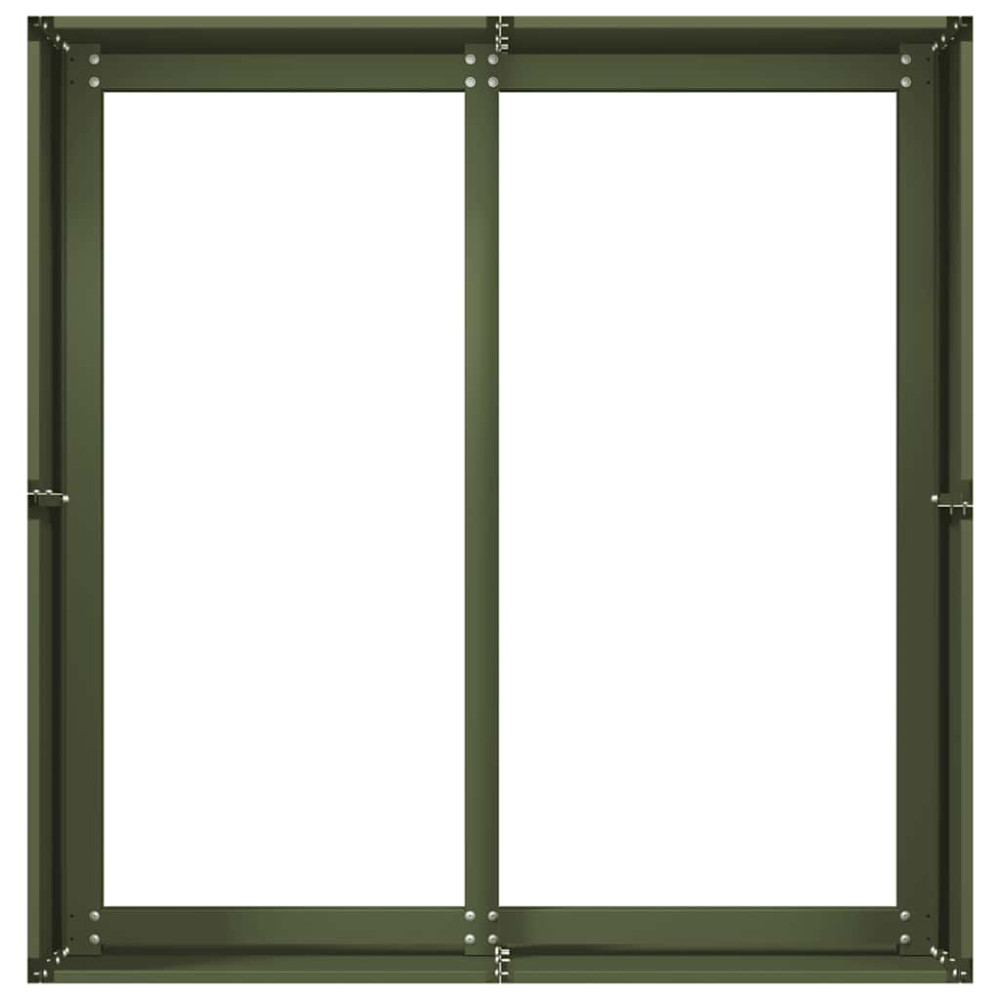 Produktbild för Planteringskärl olivgrön 80x80x40 cm kallvalsat stål