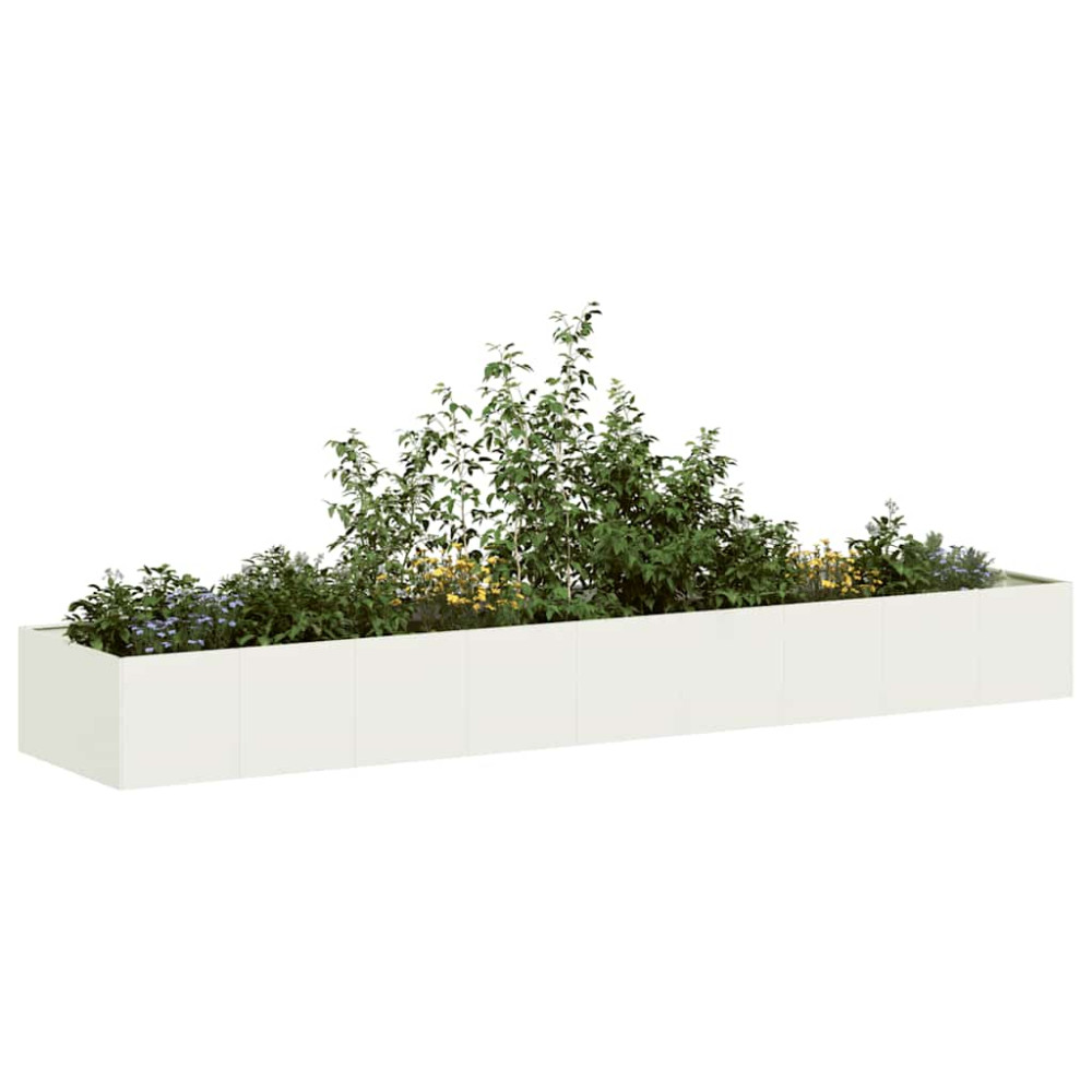 Produktbild för Planteringskärl vit 360x80x40 cm stål