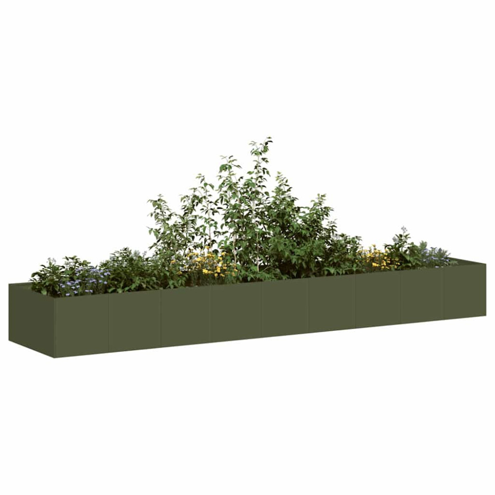 Produktbild för Planteringskärl olivgrön 360x80x40 cm stål