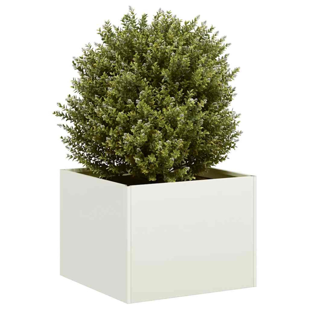 Produktbild för Planteringskärl vit 40x40x30 cm stål