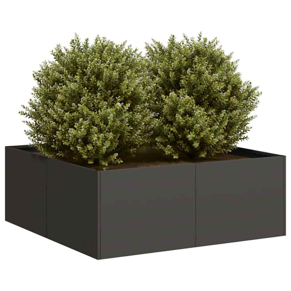 Produktbild för Planteringskärl svart 80x80x30 cm stål