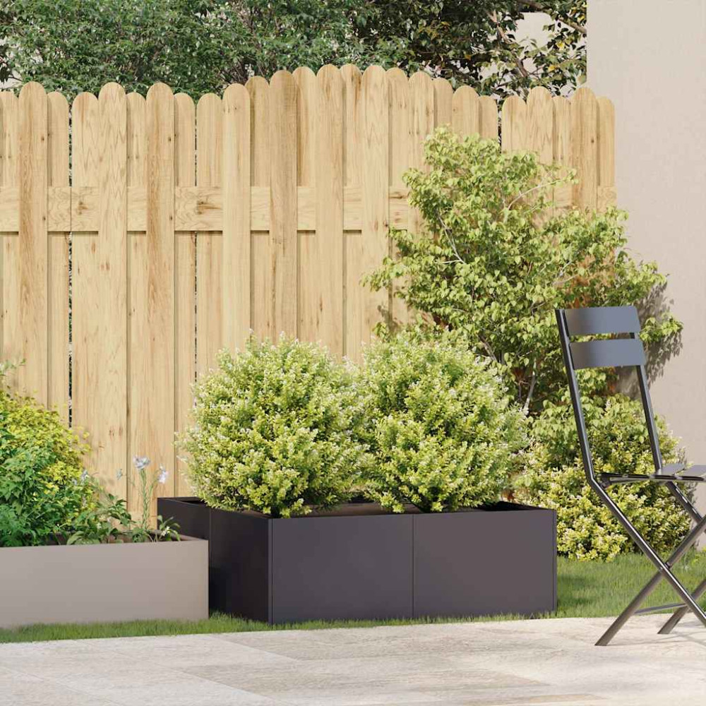 Produktbild för Planteringskärl svart 80x80x30 cm stål