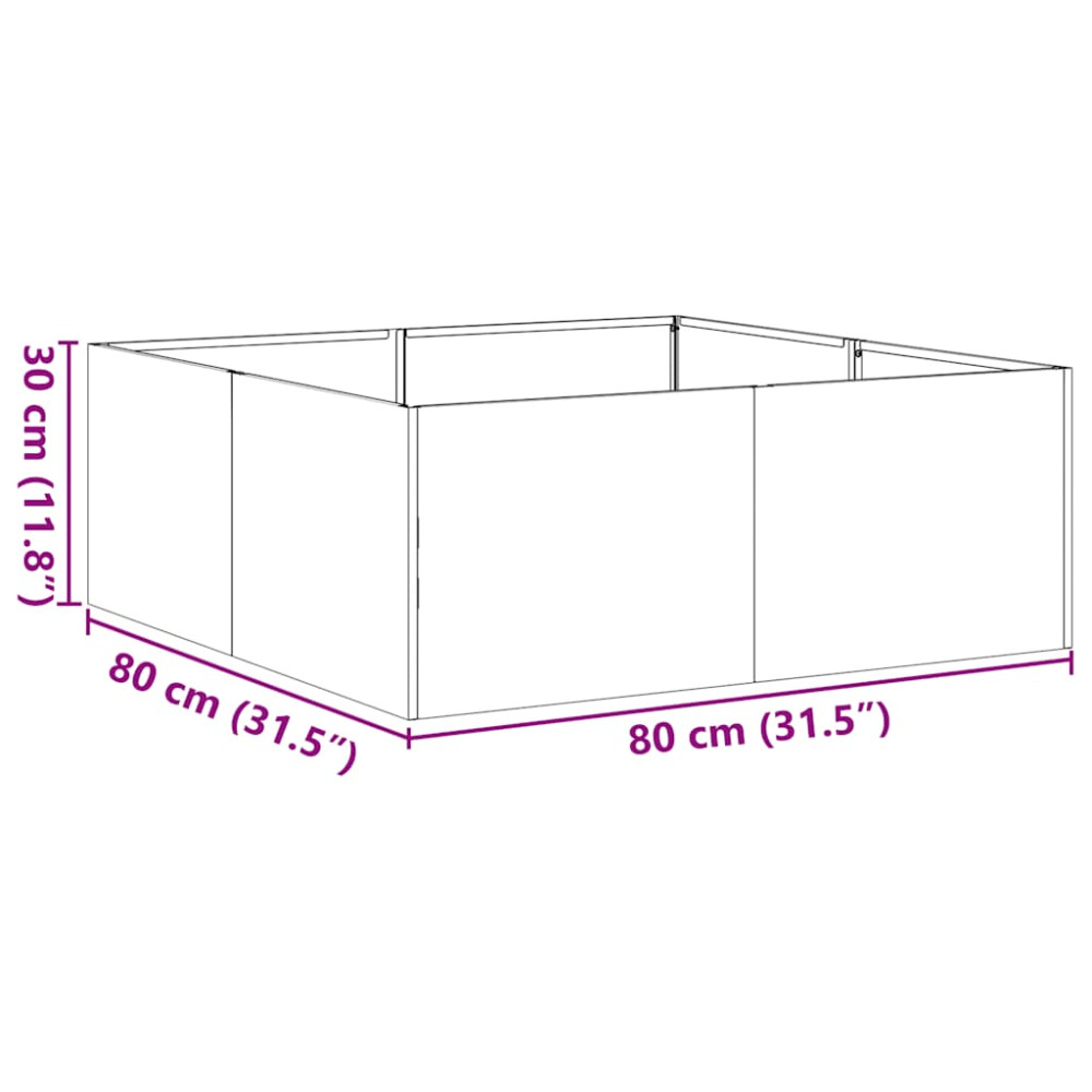 Produktbild för Planteringskärl svart 80x80x30 cm stål