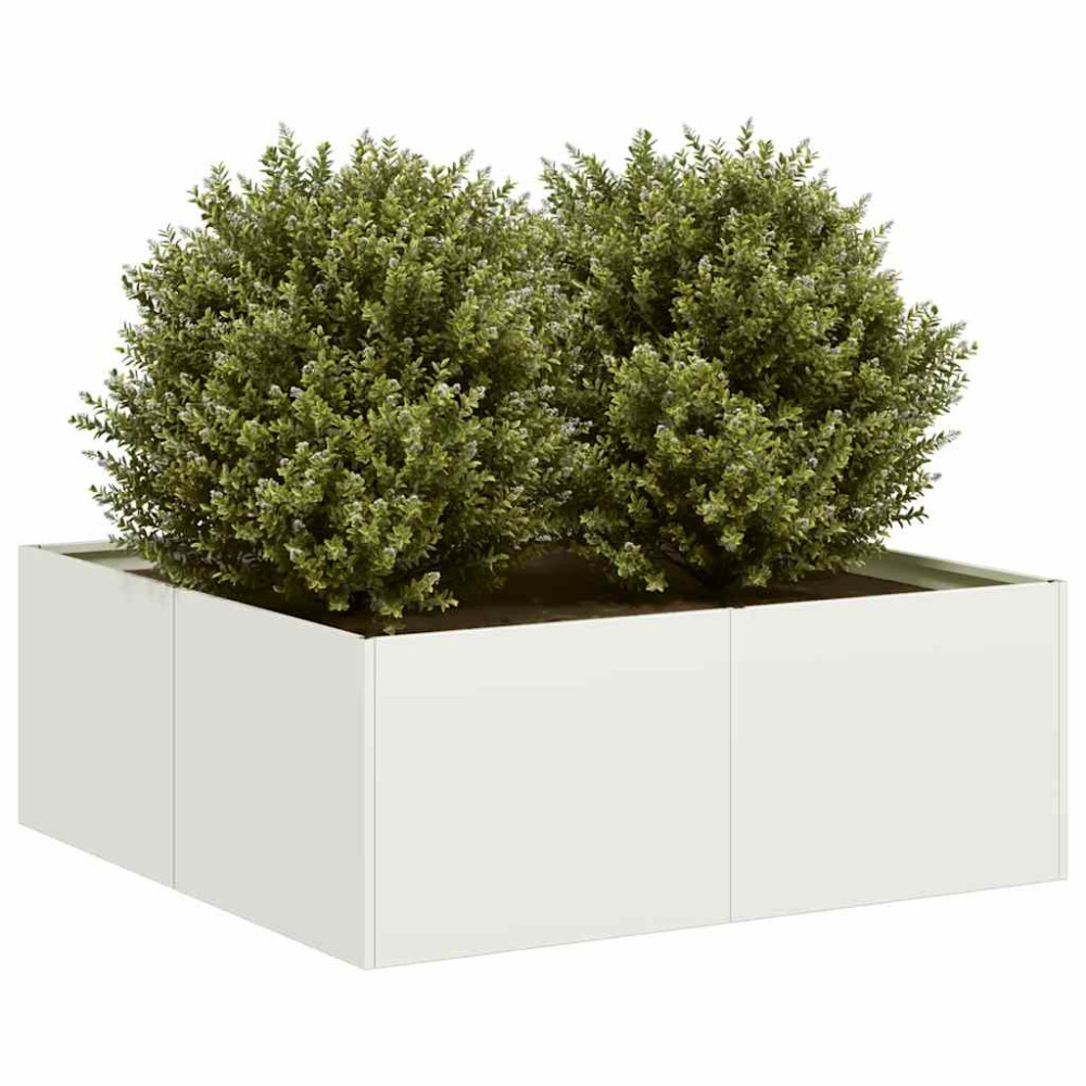 Produktbild för Planteringskärl vit 80x80x30 cm stål