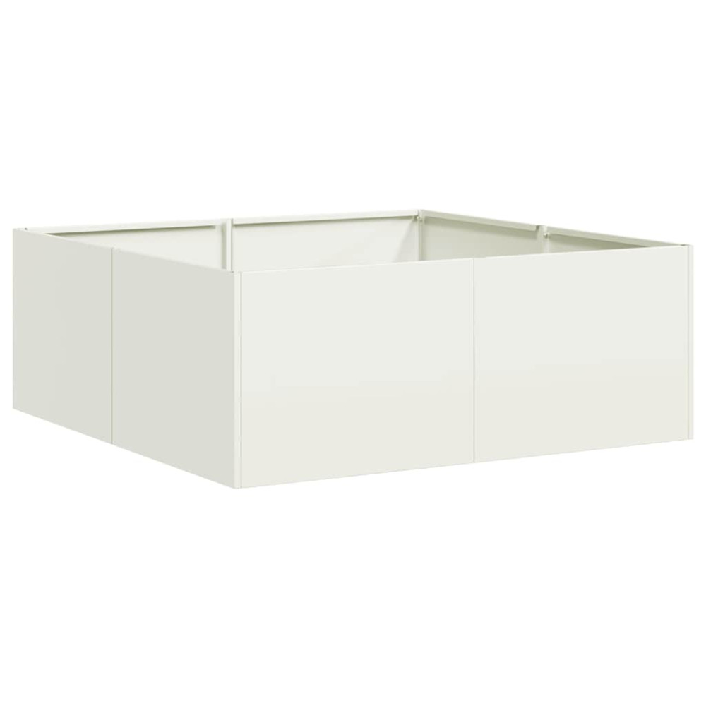 Produktbild för Planteringskärl vit 80x80x30 cm stål