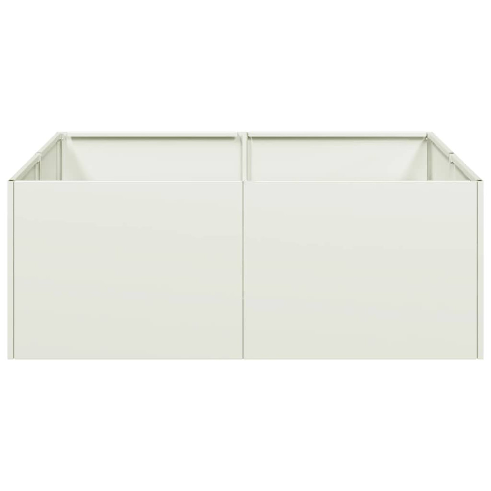 Produktbild för Planteringskärl vit 80x80x30 cm stål
