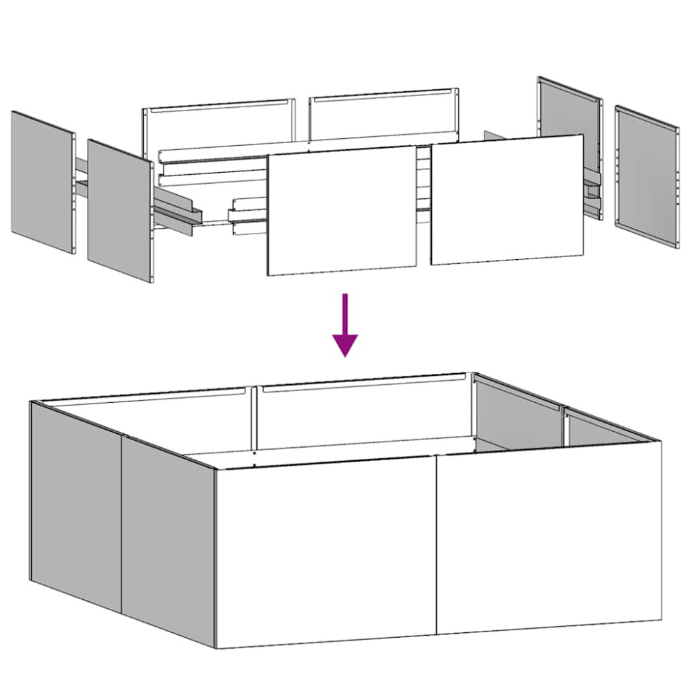 Produktbild för Planteringskärl vit 80x80x30 cm stål