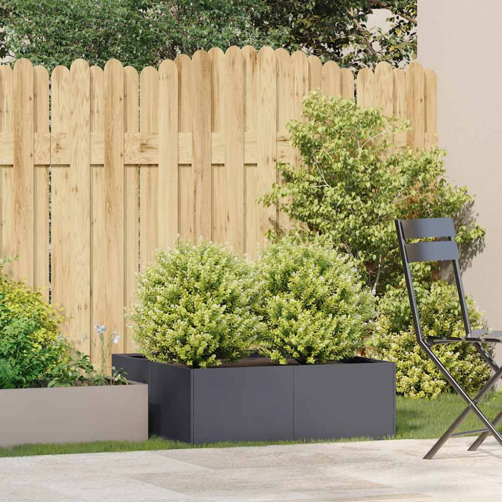 Produktbild för Planteringskärl antracit 80x80x30 cm stål