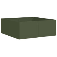 Produktbild för Planteringskärl olivgrön 80x80x30 cm stål