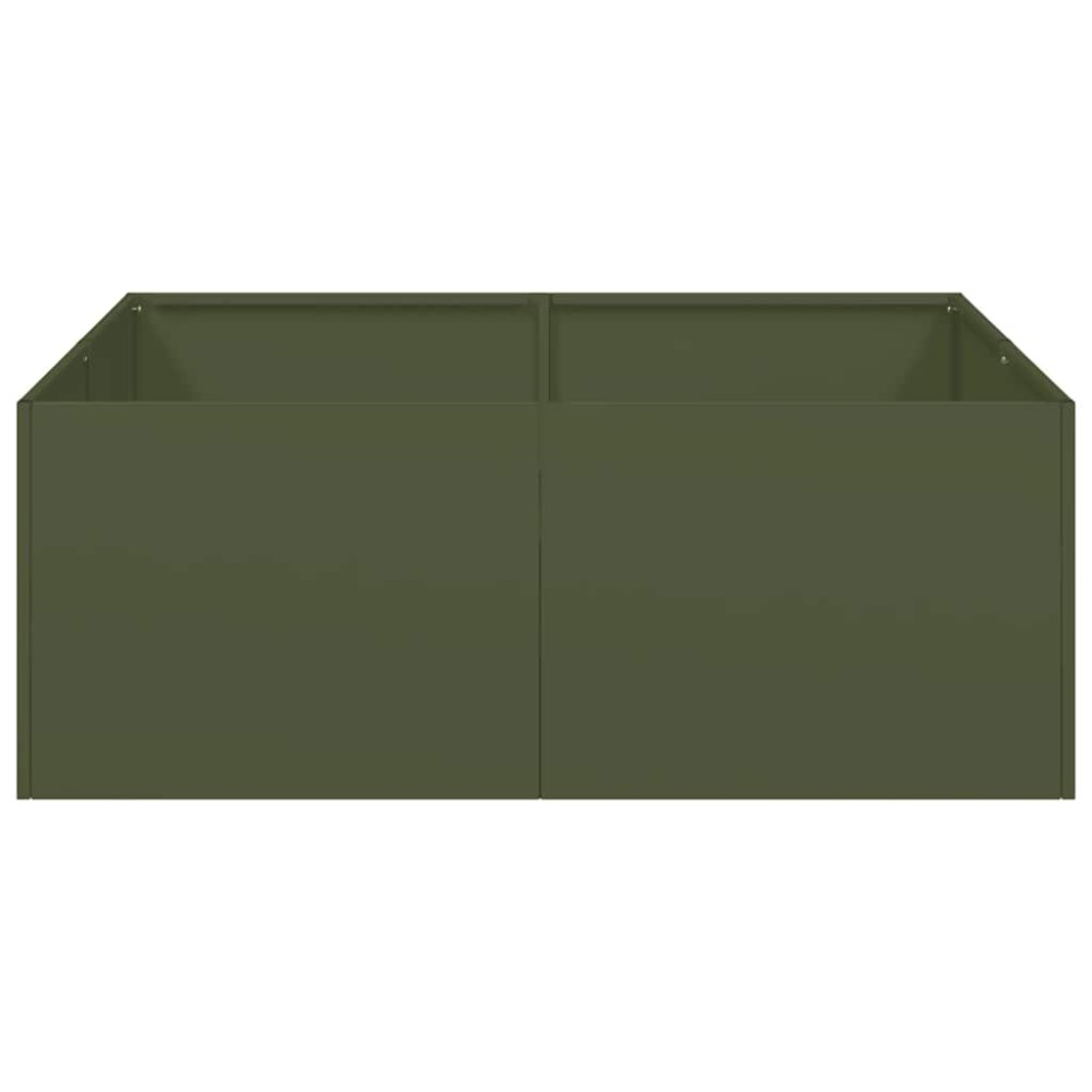 Produktbild för Planteringskärl olivgrön 80x80x30 cm stål
