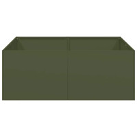 Produktbild för Planteringskärl olivgrön 80x80x30 cm stål