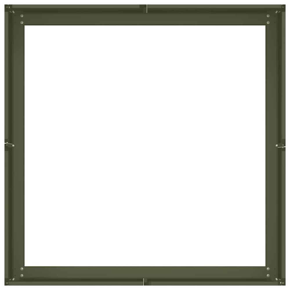 Produktbild för Planteringskärl olivgrön 80x80x30 cm stål