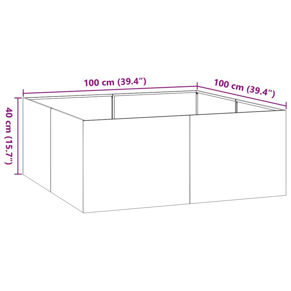 Produktbild för Planteringskärl svart 100x100x40 cm stål