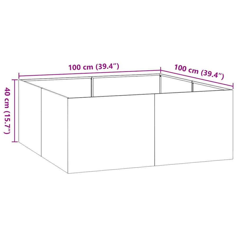 Produktbild för Planteringskärl antracit 100x100x40 cm stål