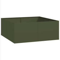 Produktbild för Planteringskärl olivgrön 100x100x40 cm stål