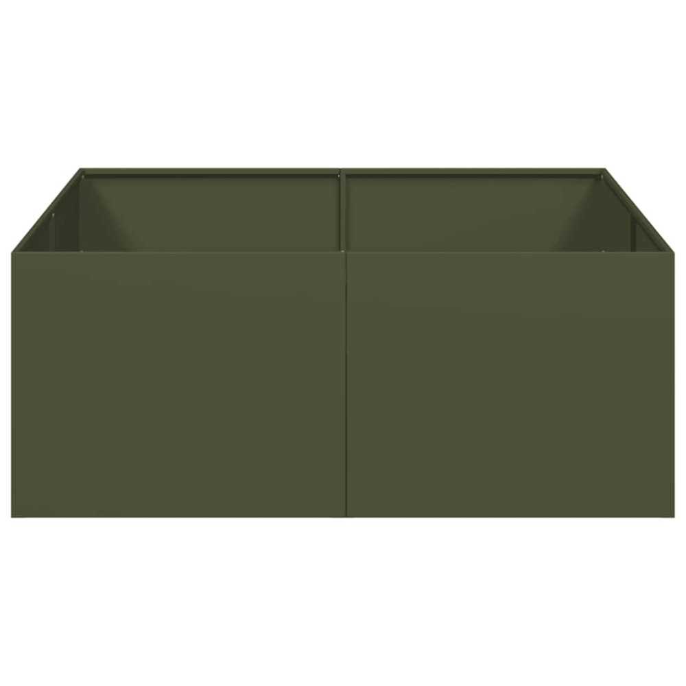 Produktbild för Planteringskärl olivgrön 100x100x40 cm stål
