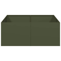 Produktbild för Planteringskärl olivgrön 100x100x40 cm stål