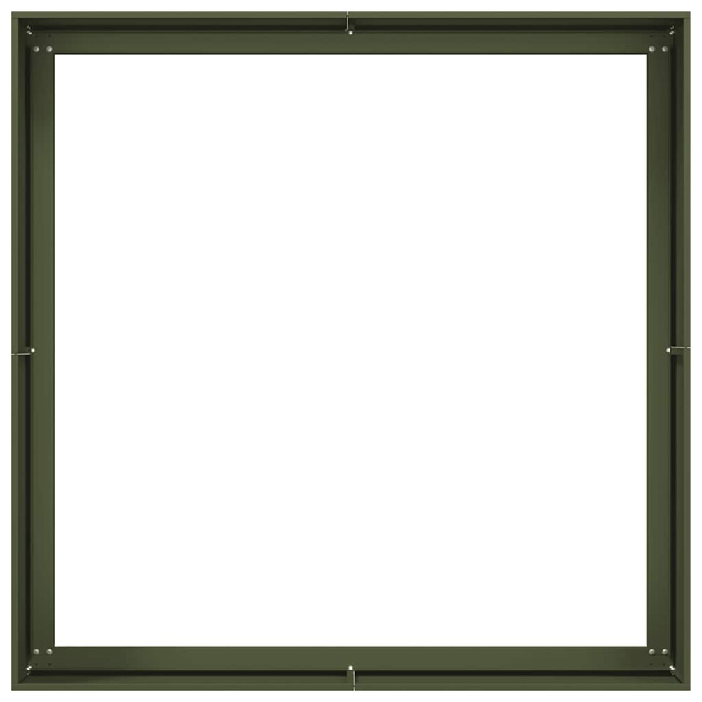 Produktbild för Planteringskärl olivgrön 100x100x40 cm stål