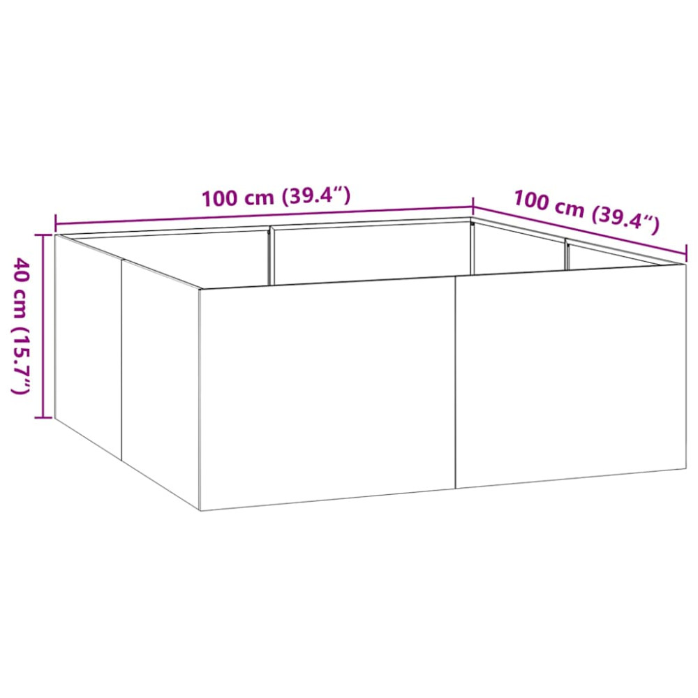 Produktbild för Planteringskärl olivgrön 100x100x40 cm stål