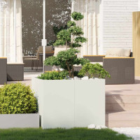 Produktbild för Planteringskärl vit 100x100x80 cm stål