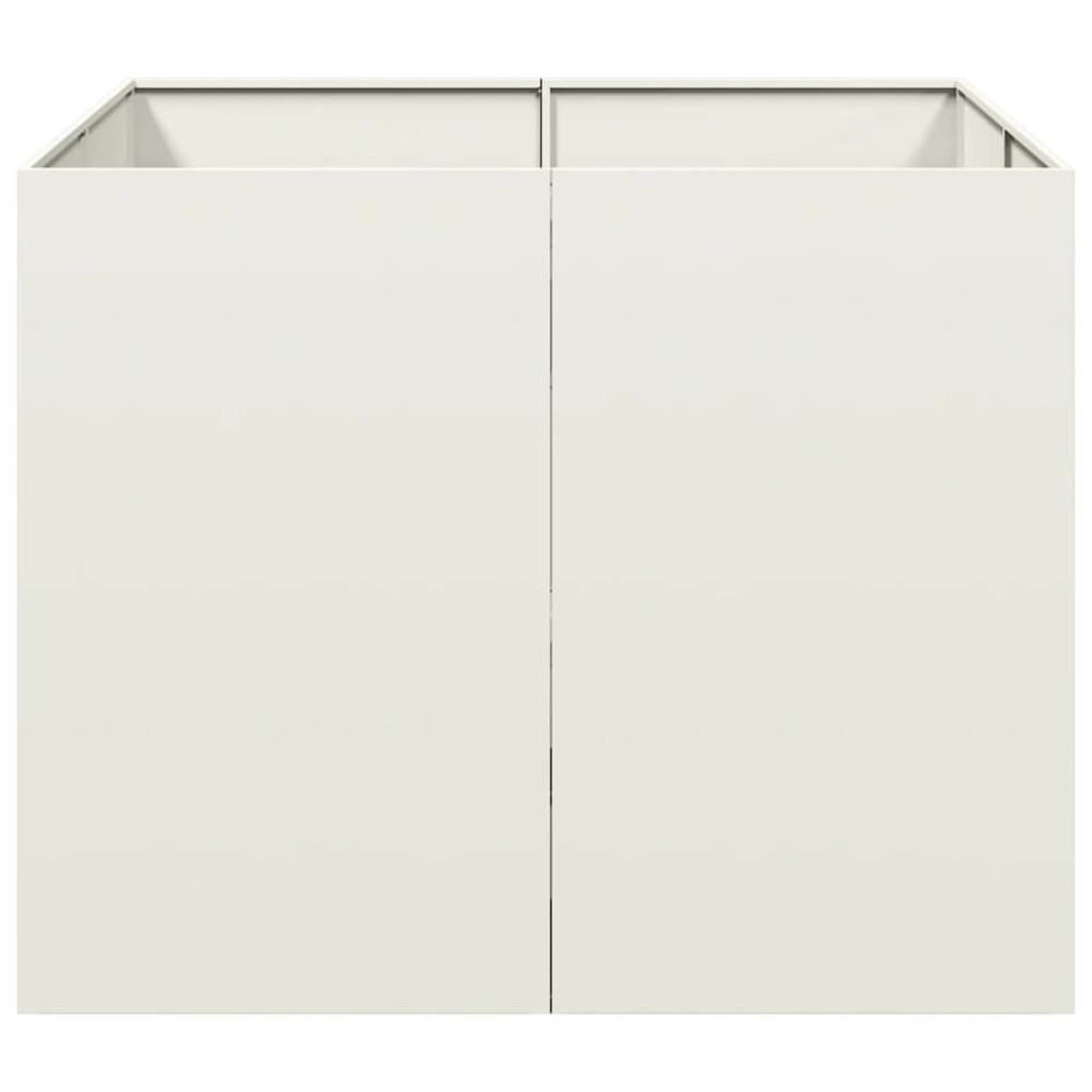 Produktbild för Planteringskärl vit 100x100x80 cm stål