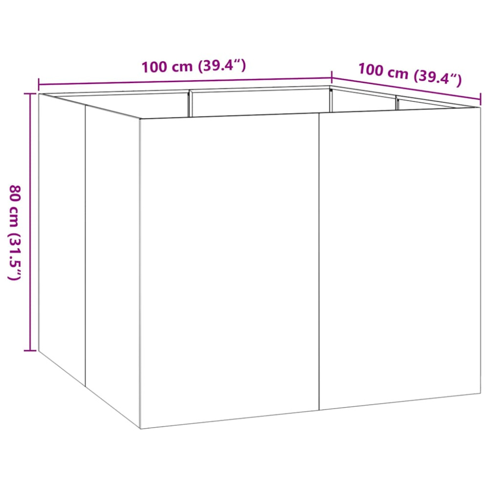 Produktbild för Planteringskärl vit 100x100x80 cm stål