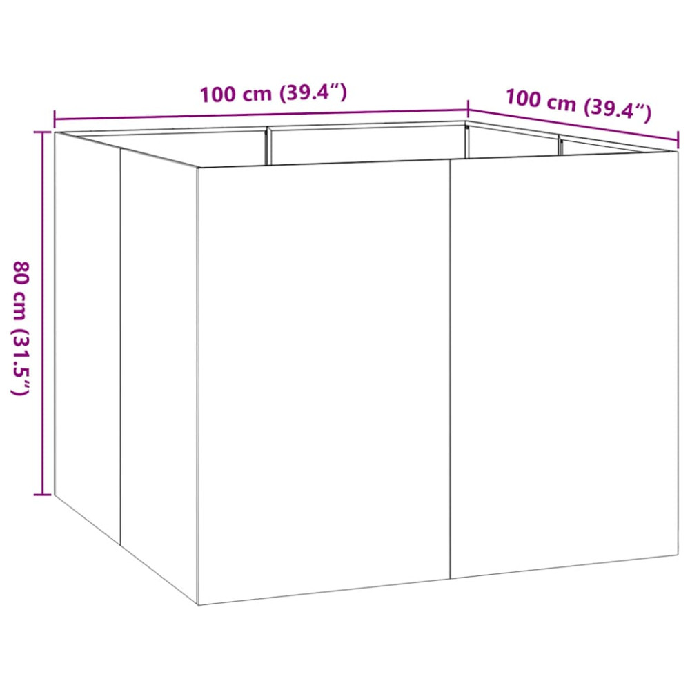 Produktbild för Planteringskärl 100x100x80 cm galvaniserat stål
