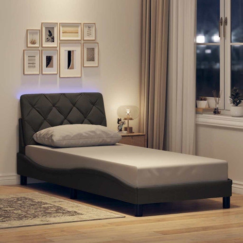 vidaXL Bed Frame with LED without Mattress Dark Grey 80x200 cm Fabric - Sängar & Sängramar