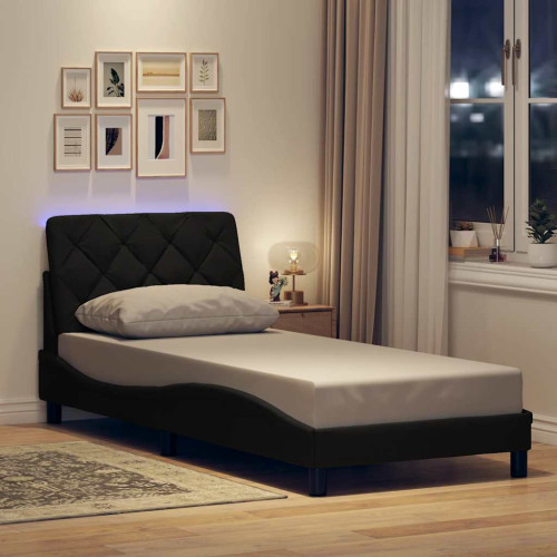 vidaXL Bed Frame with LED without Mattress Black 80x200 cm Fabric - Sängar & Sängramar